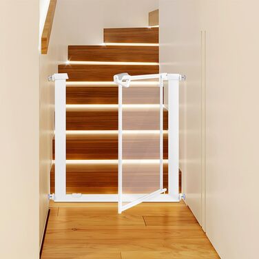 Ворота для собак Unipaws: прозорі, без свердління, ширина 74-109 см, для дверних прорізів та сходів, білий колір