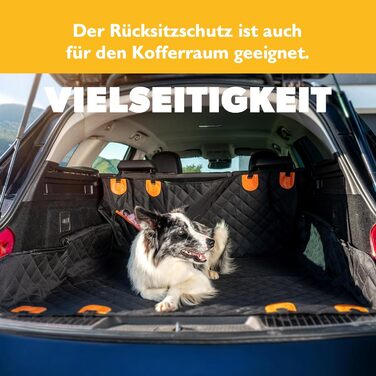 КADAX Накидка на сидіння авто для собак, 135x145 см, чорно-помаранчевий, з кріпленням для безпеки