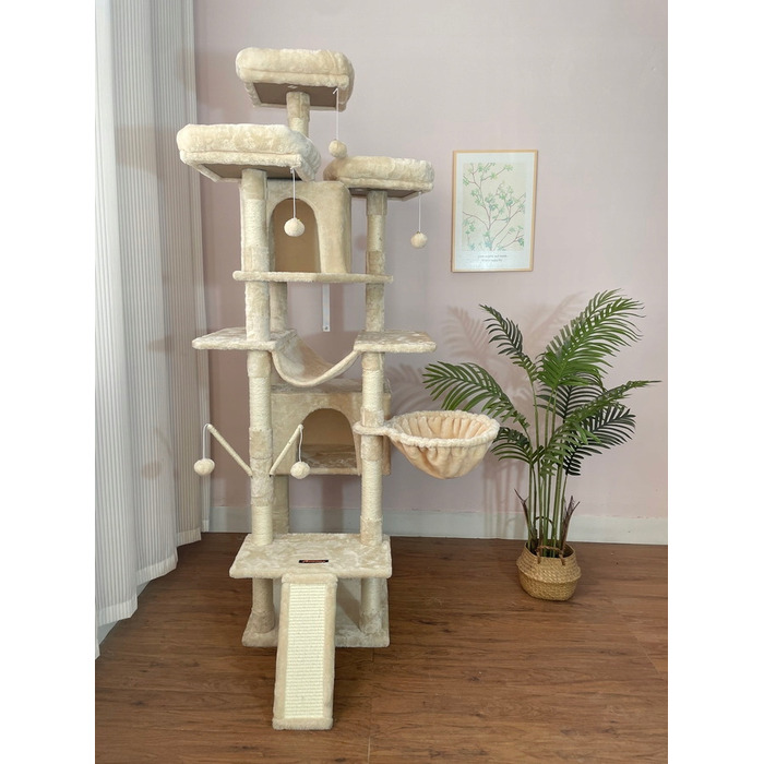 Ігровий комплекс для котів XXL: будинок-вежа з дряпачками, 185 см