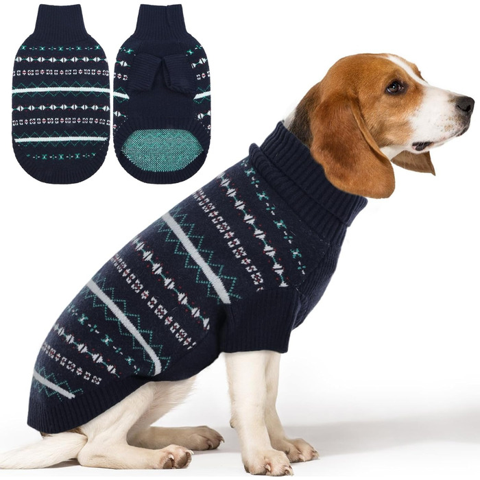 Теплий зимовий светр для собак великих порід Lelepet, синій, розмір L. Зручний, м'який, для повсякденного носіння, ідеальний для осені та зими.