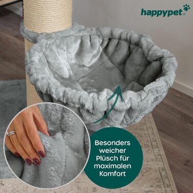 HAPPYPET універсальна XXL лежанка для котячого дерева, Ø 45 см, гамак для великих котів (Мейн-кун), витримує до 20 кг, кремова