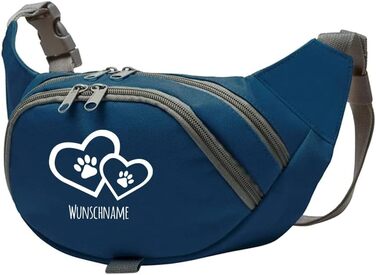 Персоналізована сумка для ласощів для собак з двома серцями та лапами | Сумка для дресирування собак | (Зелений/Бірюзовий)