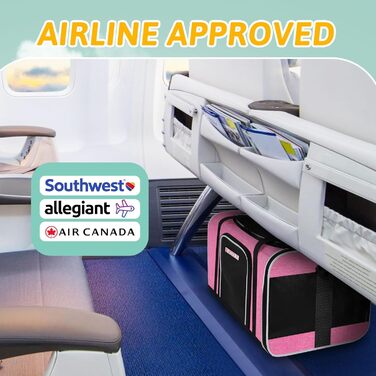 Переноска для тварин Petskd 43x33x24,9 см, авіаперевезення Southwest Airline, сумка для котів і собак, з безпечним замком та блискавкою, рожева