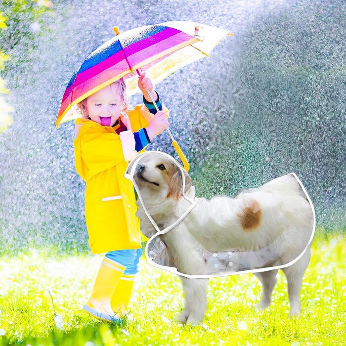 Дощовик для собак PETCUTE, водонепроникний, з капюшоном, PVC, дихаючий, з кнопками, для середніх та великих собак (6XL, білий)