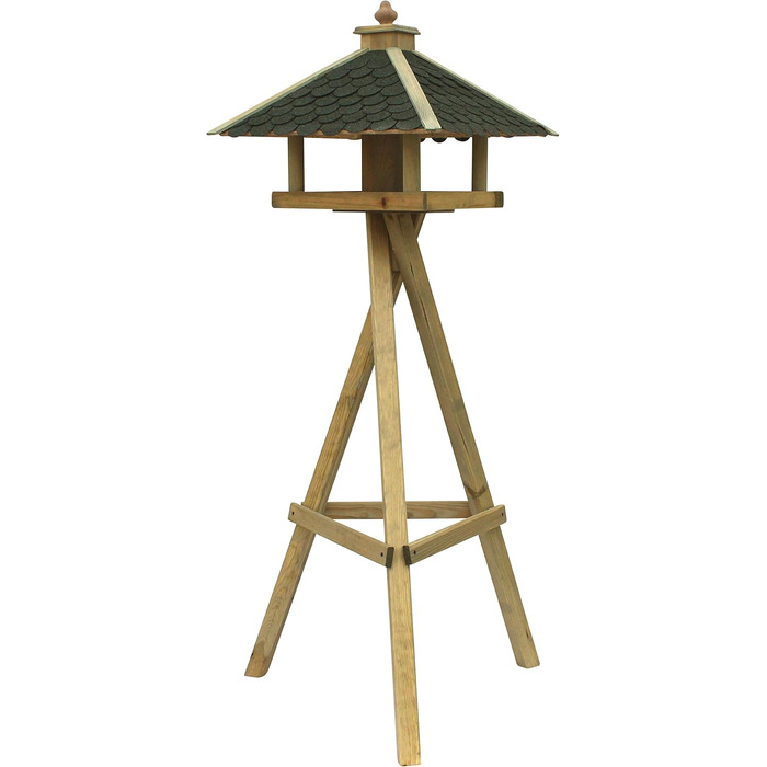 Годівниця для диких птахів Dehner Natura Innsbruck з підставкою Ellmau, 144x68x62 см, дерево/бітум, коричнева/зелена
