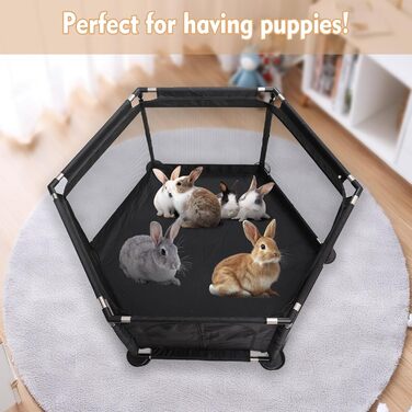 Кінь-вольєр для цуценят шестигранний, 122x65 см, чорний. Ідеально для великих та маленьких порід. Аксесуари для цуценят.