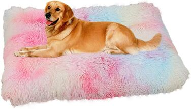 М'яке собаче ліжко SOAI, довгий плюш, подушка для собак, килимок, корзина для собак середніх порід та котів (65x48 см, кольори веселки)