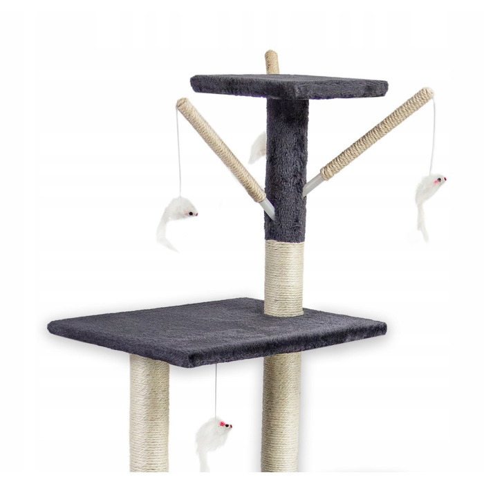 Високий кігтеточка-комплекс для котів Pet HOBBY, сірий, 5 рівнів, 140 см