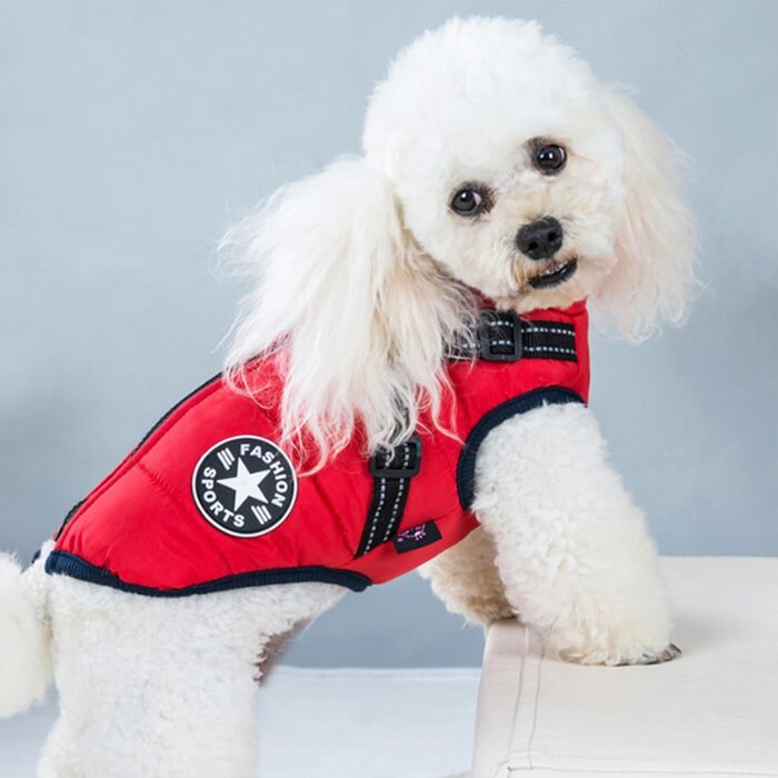 Зимовий нашийник для собак, шлейка для цуценят, одяг для собак, жилет, одяг для собак, світловідбиваючий, водонепроникний, шлейка для маленьких та середніх собак (XL, червоний)