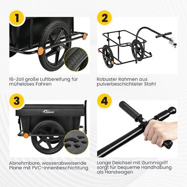 Причіп для велосипеда SAMAX Mountain 90л, 80кг з захисним тентом та з'єднувальною схемою