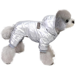 Водонепроникний теплий одяг для собак PETCUTE: куртка з капюшоном для малих, середніх та великих собак, срібно-білий, 2XL