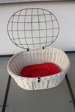 Корзина для велосипеда Marcus Hundefahrradkorb для руля з лози з металевою сіткою та подушкою, корзина для собак, корзина на кермо, корзина для покупок, натуральний (XXL з подушкою)