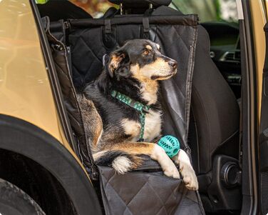 Автокрісло для собак RAGI з ременем безпеки - міцне та стабільне. Захист сидінь авто, переноска для собак на заднє сидіння. Чорний колір.
