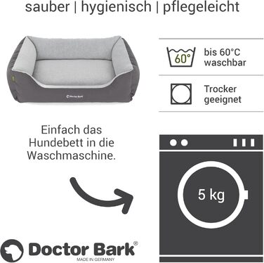 Ліжко для собак Doctor Bark, м'яке та пухнасте, середніх порід, 86x65 см, сіре, Made in Germany