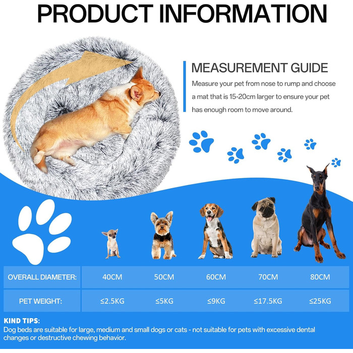 М'яке ліжко для собак та котів Doughnut, Ø80 см, сірий колір. Зручне, миється, з антиковзаючою основою. Підходить для великих, середніх та маленьких собак та кошенят. Розмір: 80x80x20 см (для тварин до 25 кг)