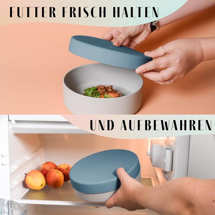 Миска для собак Ne&no® Silikon 1200 мл з кришкою | Безпечна, неслизька, для малих та середніх собак | Набір миски та кришки (сталево-блакитний)