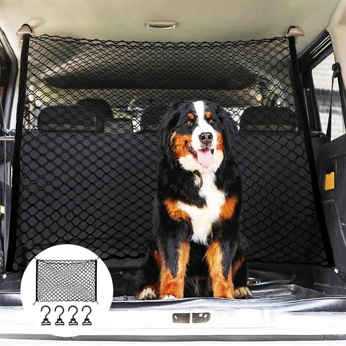 Сітка-перегородка для автомобіля GOMETY: захист для собак, 120x90 см, двошаровий поліпропілен, 4 гачки