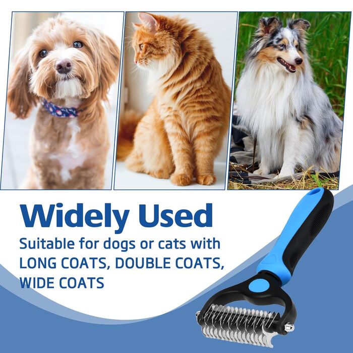 Бурштук для вичісування собак, щітка від випадання шерсті, двосторонній, для підшерстка, гребінець, матуючий інструмент для видалення шерсті, щітка для собак та котів, видалення линяючого підшерстка, ковтунів, матів