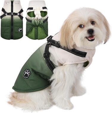 Зимова куртка для собак з повдцем, тепла спинка на блискавці, для малих, середніх та великих собак, вітронепроникна, світловідбиваюча (98-R,XXL)