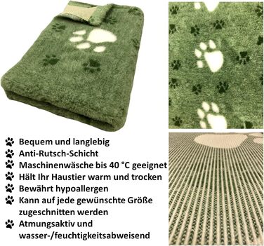 Килимок для собак Elropet Premium 30mm, антиковзаюча підстилка для собак S/M/L, Vet Bed, висока якість (S 80cm X 50cm, Зелений + білий слід)