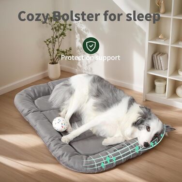 Міцний килимок для собак Khonsu з валиком для шиї, водонепроникний, для великих собак до 27 кг, сірий (35'x21'x3')