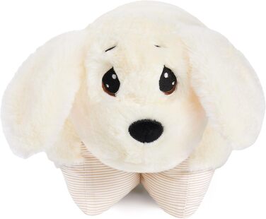 М'яка іграшка-подушка BRUBAKER для дітей - собака 2 в 1, 40 x 30 см. Зручна подушка-собака з кріпленням на липучці, іграшка-собака з тканини, білий колір.
