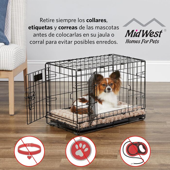 Клітка для собак Midwest Homes Life Stages Modell 1642DDU, велика, чорна, з подвійними дверима, металева, 107 см, з перегородкою, захист підлоги, мийка, 92x58x62 см
