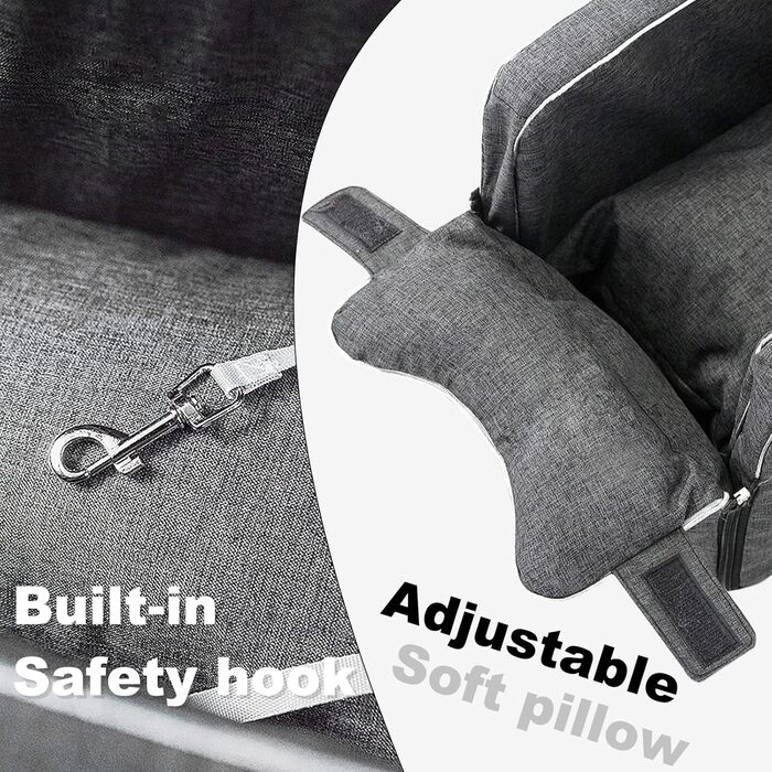 Автокрісло для собак та котів PETCUTE - сіре, до 6 кг