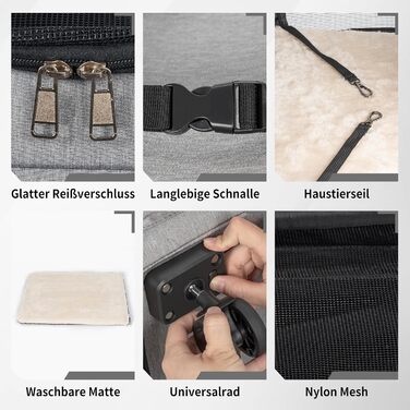 Рюкзак-переноска для кота OUUTMEE з телескопічною ручкою (до 20 кг), сірий, багатофункціональний, дихаючий