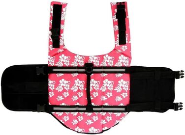 Рятувальний жилет для собак - безпечний жилет для цуценят та великих собак (S, червоний з квіткою)