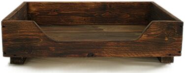 Дерев'яне ліжко для собак - 90 x 55 см, коричневе. Ліжко-корзина для собак та котів з масивного дерева