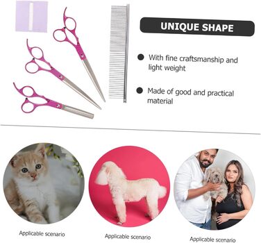 Набір для грумінгу домашніх тварин 1satz: ножиці для собак (прямі та вигнуті), гребінець. Ергономічний, легкий, для м'якого догляду.