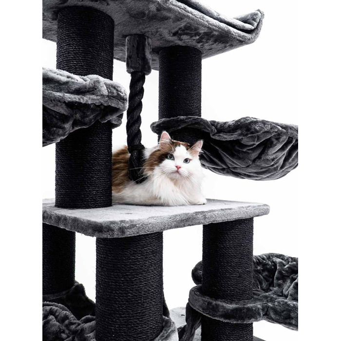 Драбина для котів Petrebels Skyline XXL, 186 см, чорна. Підходить для великих котів, таких як Мейн-кун