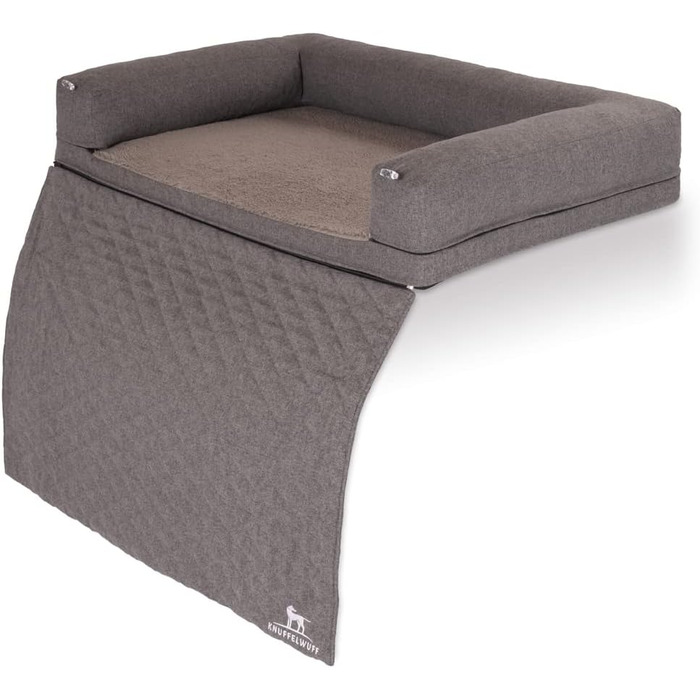 Ортопедичне собаче ліжко Knuffelwuff Yona M-L, 86 x 55 см, сіре - м'яке ліжко для собак великих, середніх та маленьких порід, миється