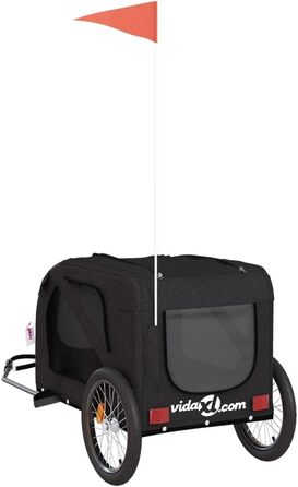 Фургон для собак VidaXL - чорний, 45 кг, з прапором та відбивачами, 133.5 x 69 x 73.5 см