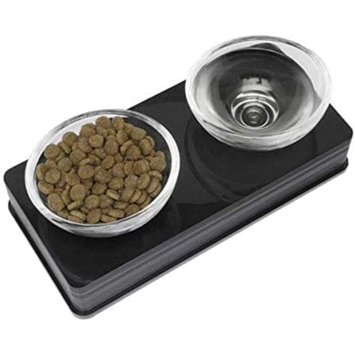 Catit Style Glass Diner - скляна годівниця для котів, піднята, чорна, глянцева, 2 x 200 мл