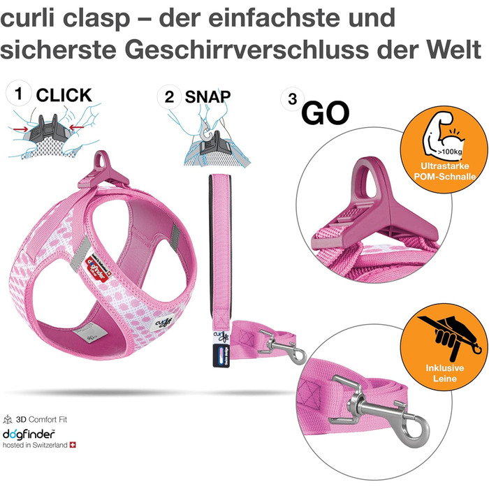 Шлейка для собак Air-esh L з повідком (XS, рожевий з коламі)