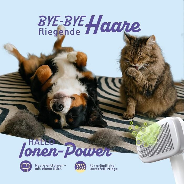 Іонна щітка для тварин Piddy Pet - вичісує шерсть без виривання, для собак та котів