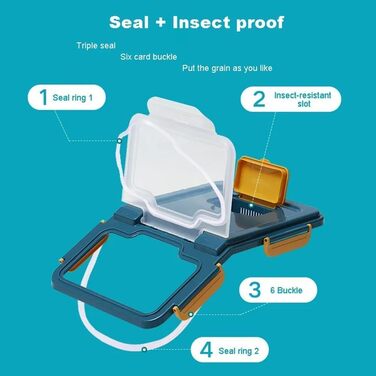 Контейнер для зберігання корму для собак, зерна, рису, борошна, сухого корму, вологостійкий, пластиковий, для цуценят, з замком та колесами (сірий) (6812)