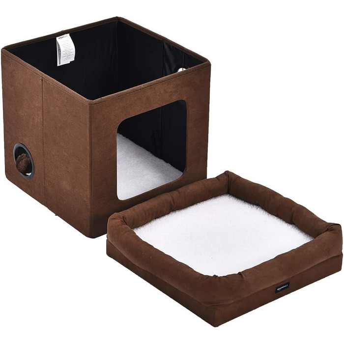 Складаний будиночок для котів Amazon Basics, коричневий, 38x38x43 см