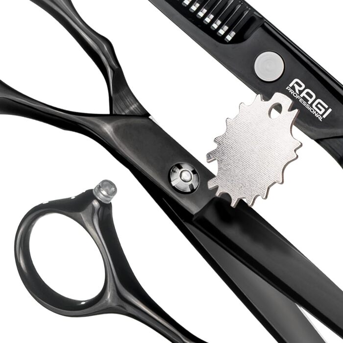 Набір професійних ножиць для собак RAGI - 4 шт. - ножиці для стрижки собак, вигнуті - ножиці для собак з круглим кінчиком - для собак та котів - чорного кольору