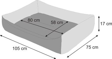 М'яке ліжко-софа для собак XXL (105x75 см) сірого кольору з екологічного льону