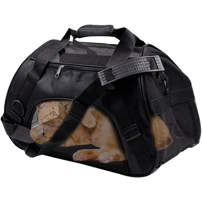 Переноска для собак Hogvinnatil, чорна, L, 15x15x8 см - дихаюча, складна, з регульованим ремінцем