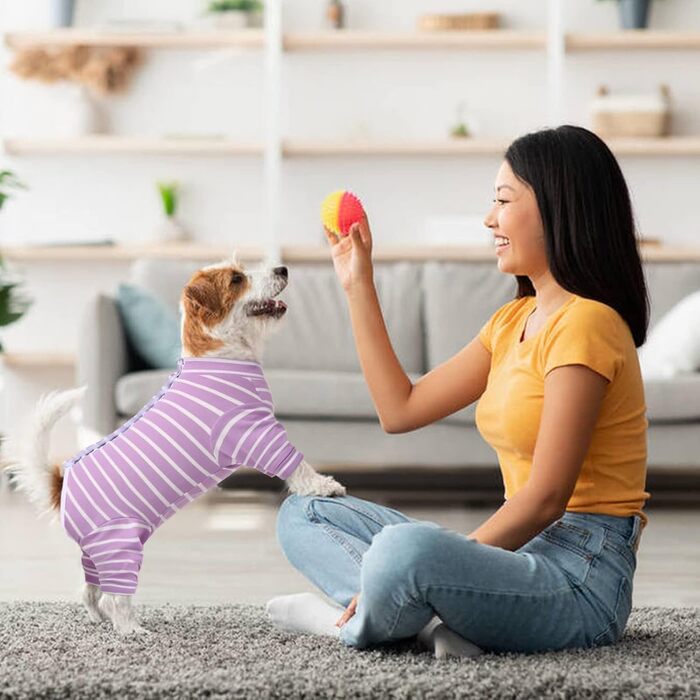 Піжама для собак після операції Kuoser, одяг для собак після кастрації, комбінезон для собак після операції, одяг для собак після операції, піжама для собак, котів, маленьких та середніх собак, фіолетовий, XS