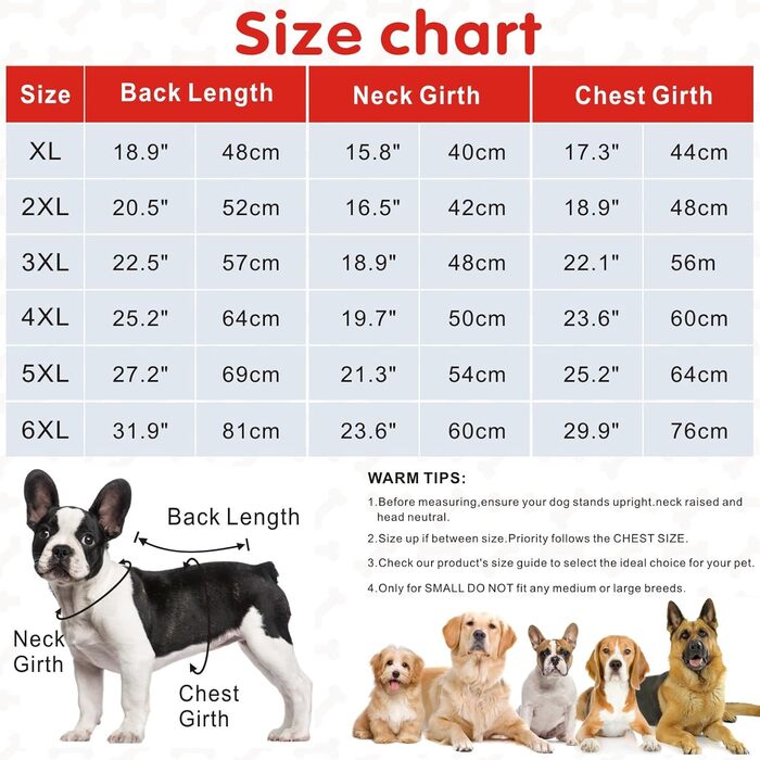 Водонепроникні куртки для собак, зимові теплі куртки для собак, одяг для домашніх тварин з відбиваючими елементами, куртки для собак у холодну погоду, затишні костюми від снігу, куртки та жилети для маленьких, середніх та великих собак (Червоний, 6XL)