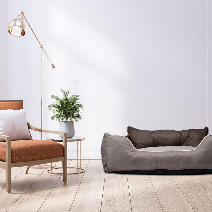 Ліжко для собак Benetton, коричневе, 90x70x28 см, ергономічне, знімний чохол