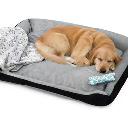Ліжко для собак 90x70 см з подушкою у вигляді кістки та легкою ковдрою, м'яке диванчик для собак середніх порід з короткого хутра, миється, кошик для собак з неслизьким дном