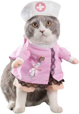 Костюм для собак та котів: милі костюми для тварин, одяг для собак та котів, костюми для Хелловіна та Різдва (медсестра, розмір M)