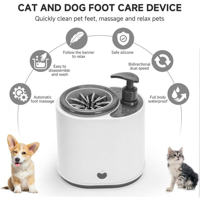Автоматичний очищувач лап для тварин - портативний пристрій для миття лап з м'якою щетиною, для собак та інших домашніх улюбленців