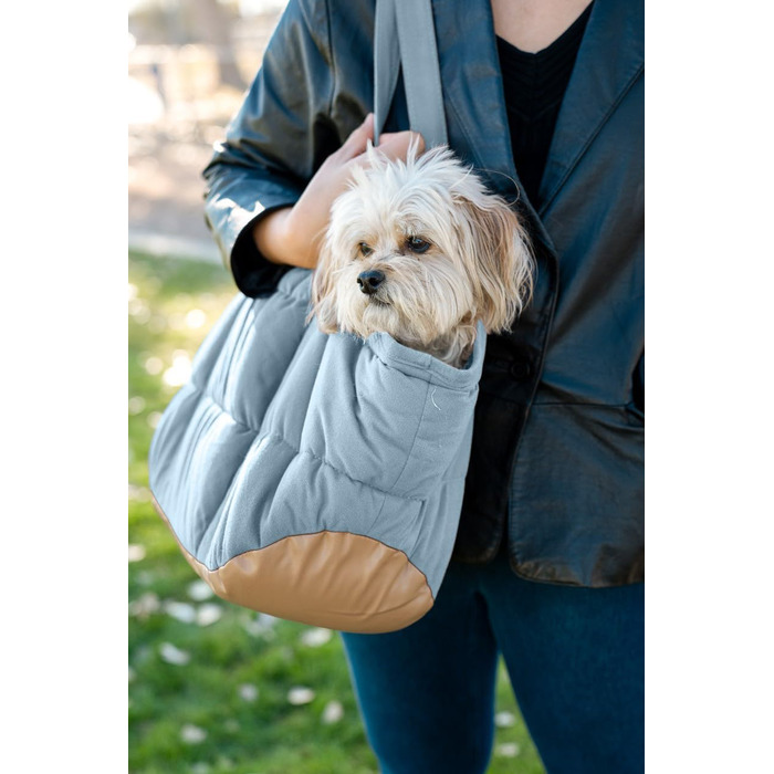 NoblePup Сумка-переноска для тварин, зручна, плюшева, з надійним кріпленням ремінця, легка, для маленьких собак та цуценят, кремово-блакитна